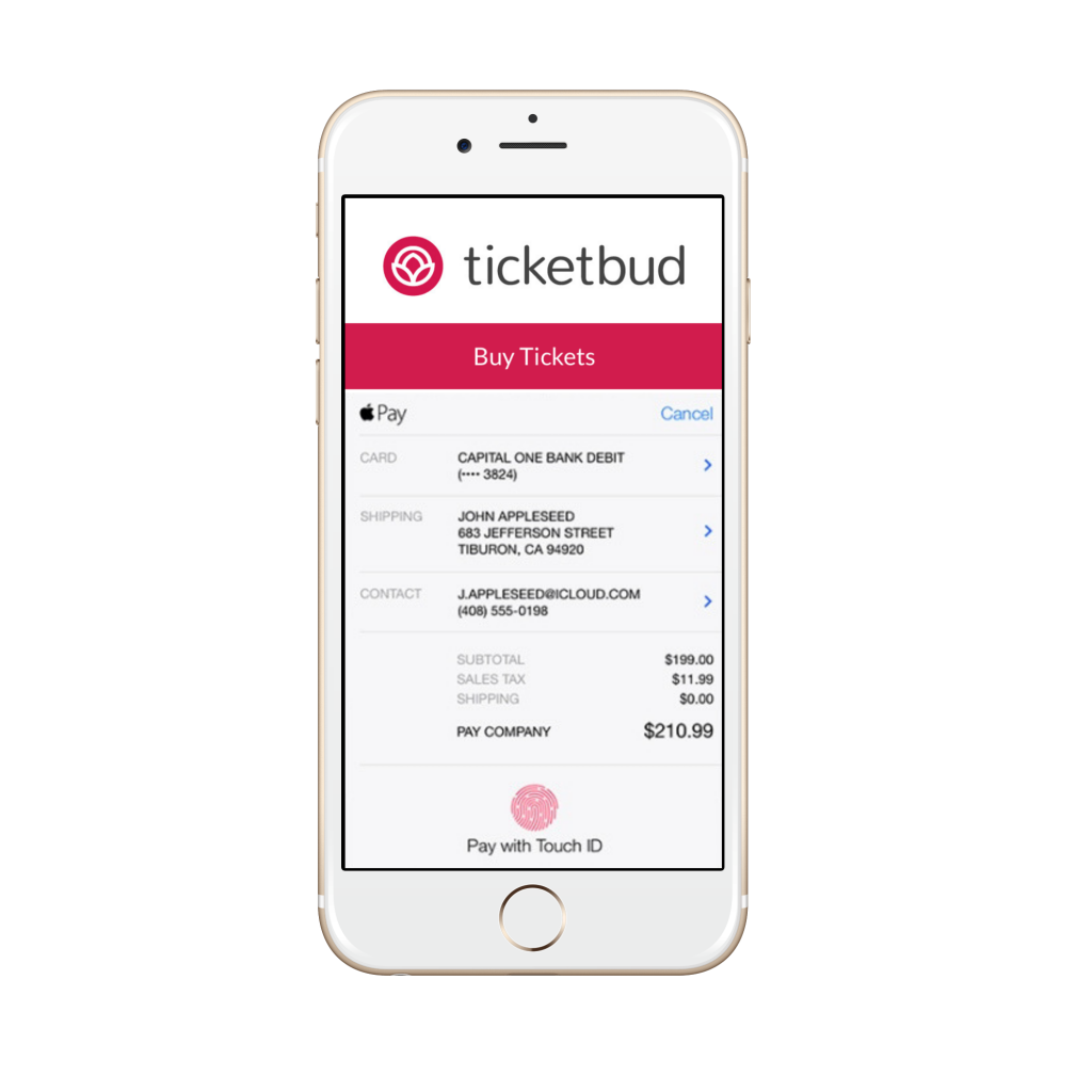 Ticketbud mobile optimized checkout with Apple Pay integration